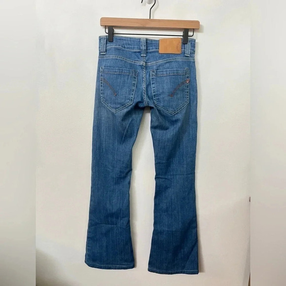 Dondup sz 26 Low Rise Bootcut Made in Italy Med Wash 2000s Yellow Detail Euro - Picture 7 of 12
